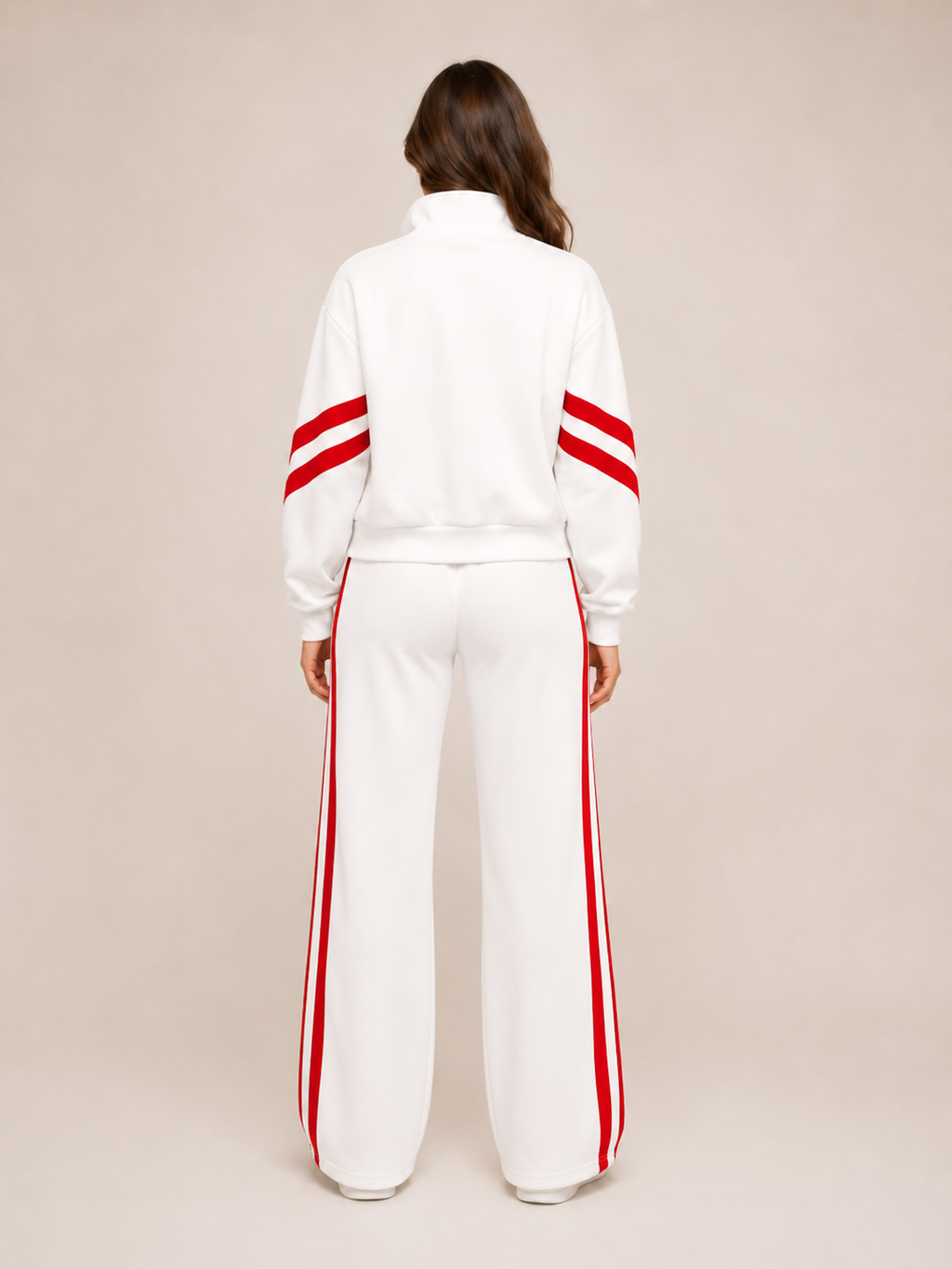 Women's Two-Piece Contrast Stripe Tracksuit Set