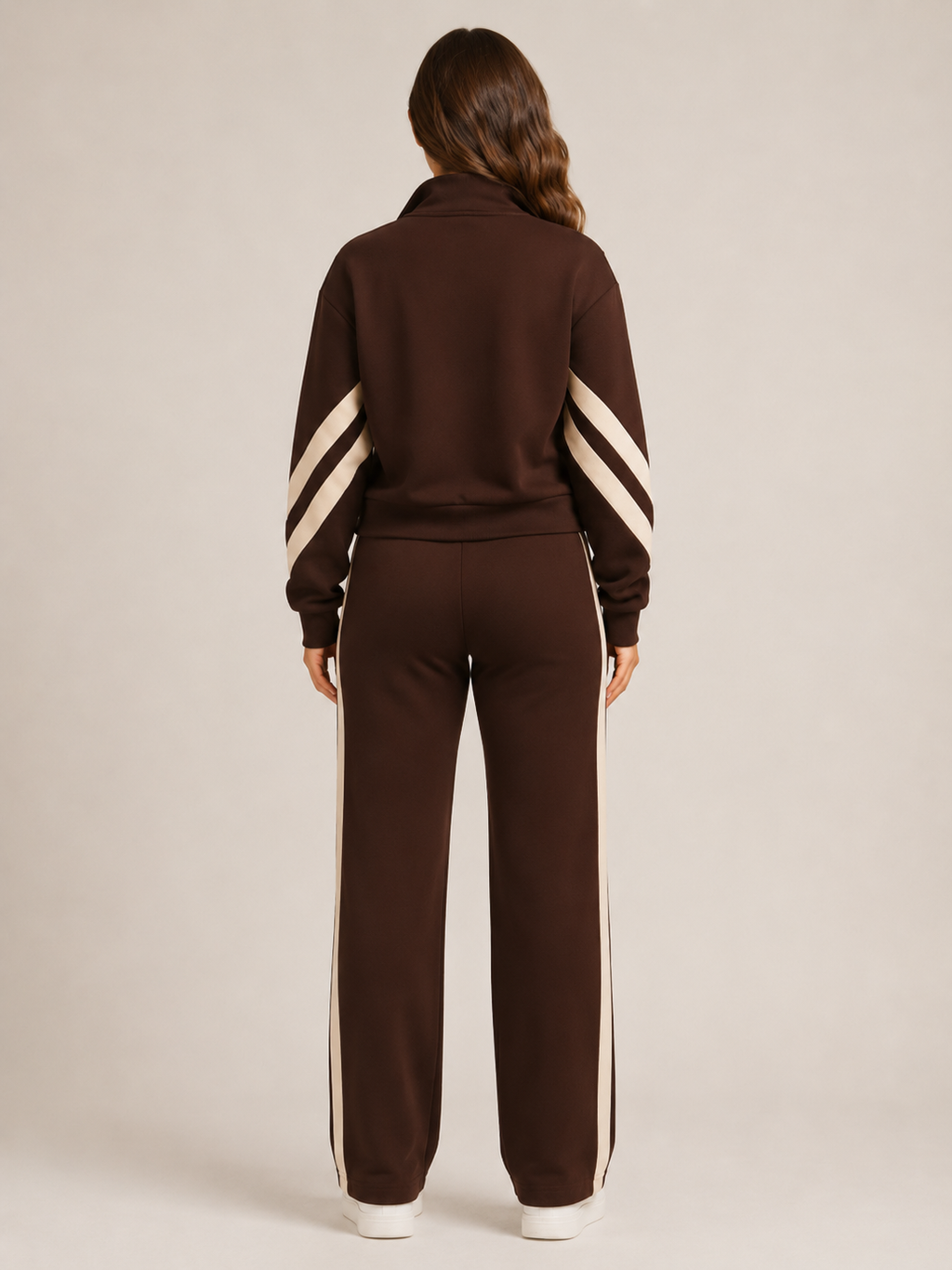 Women's Two-Piece Contrast Stripe Tracksuit Set