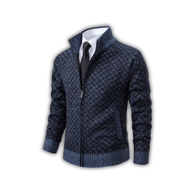 Men's Jacquard Zip-Up Cardigan