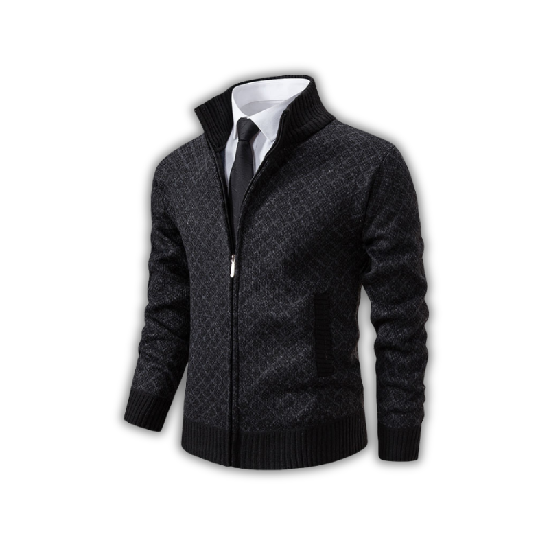 Men's Jacquard Zip-Up Cardigan