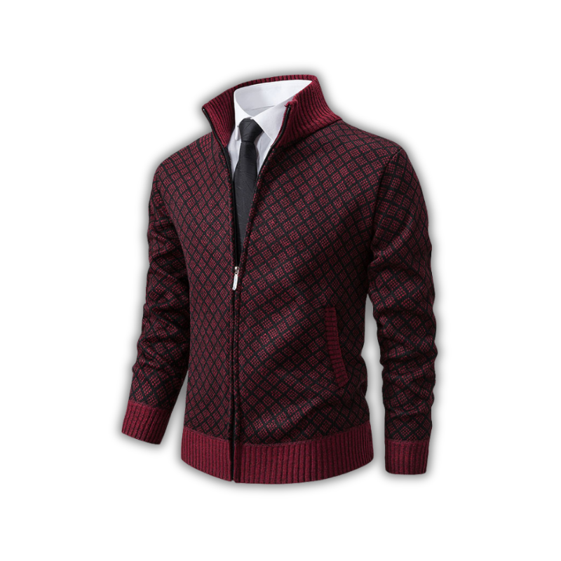 Men's Jacquard Zip-Up Cardigan