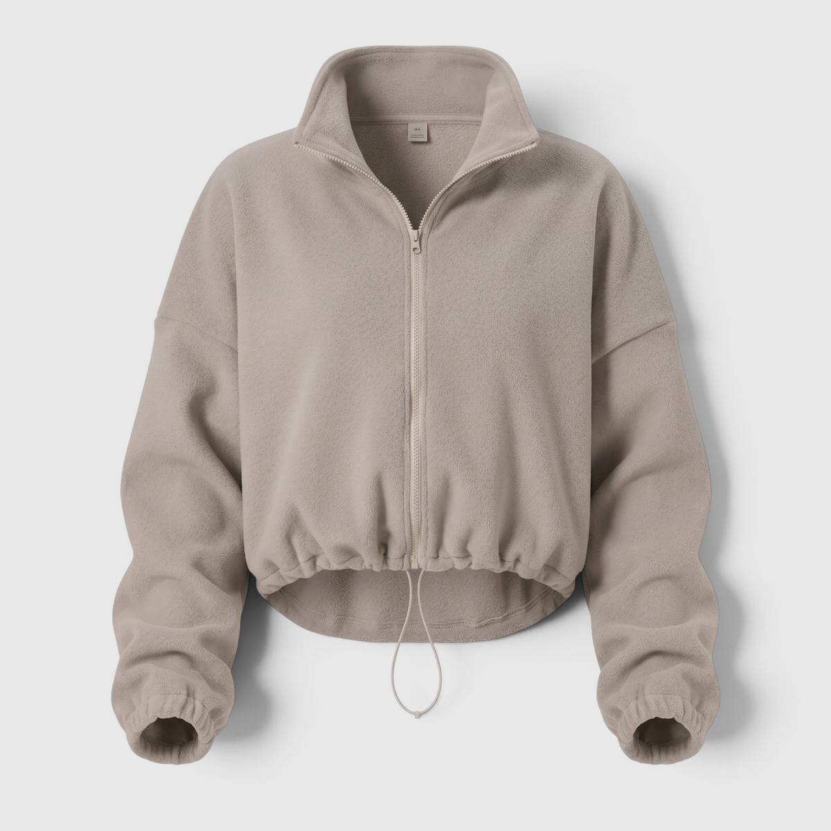 Women's Cropped Zip-Up Fleece Bomber Jacket