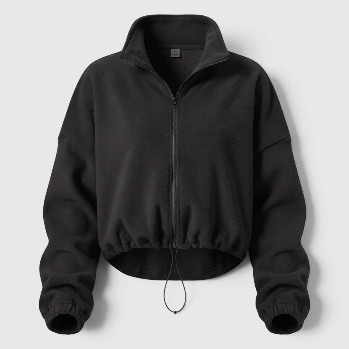 Women's Cropped Zip-Up Fleece Bomber Jacket