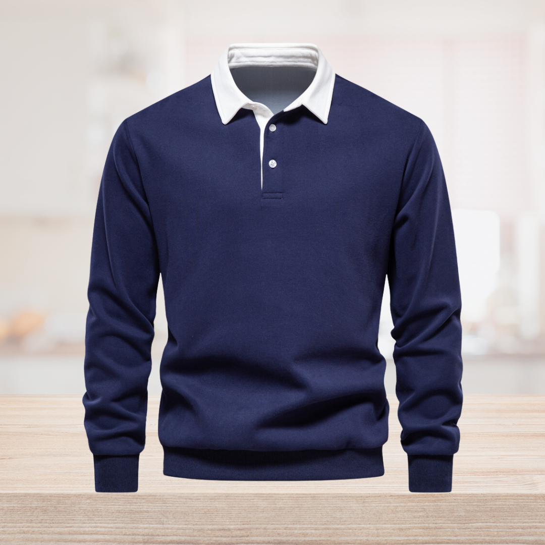 Men's Long-Sleeve Polo Sweatshirt
