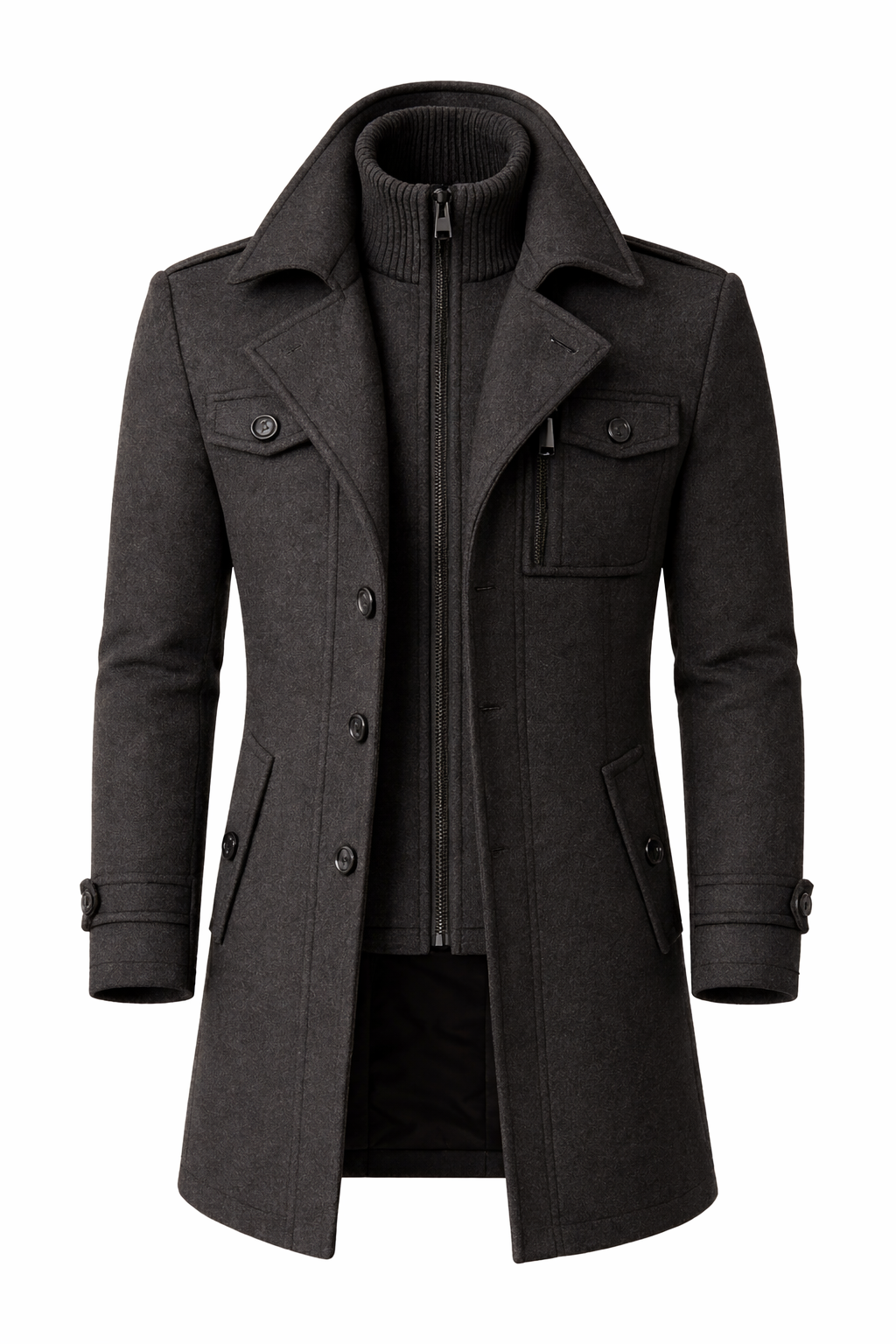 Men's Classic Wool-Blend Tailored Overcoat