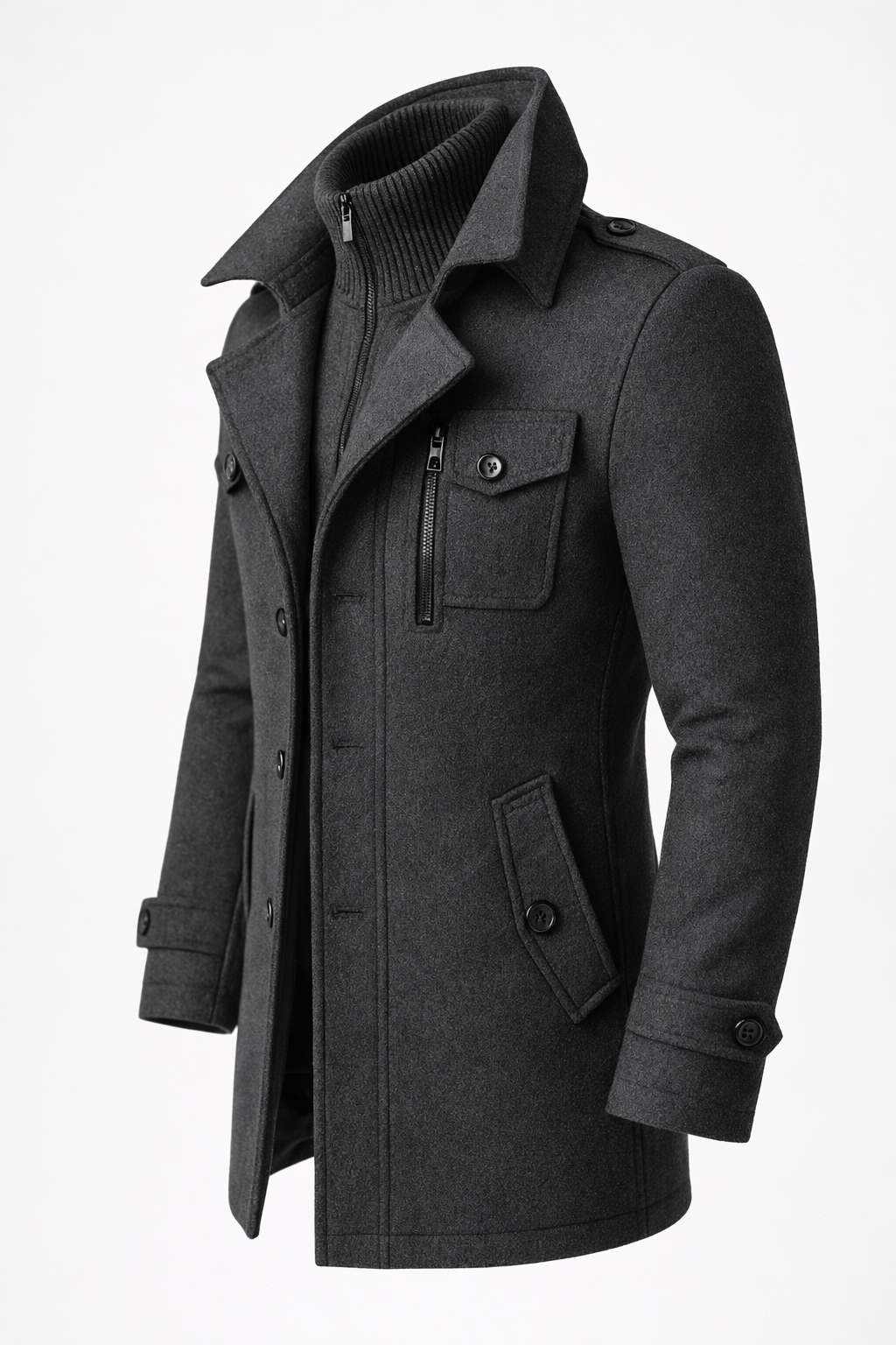Men's Classic Wool-Blend Tailored Overcoat