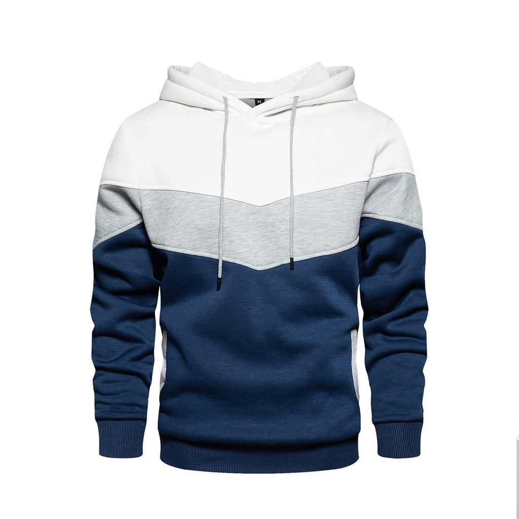 Men's Chevron Colorblock Fleece Pullover Hoodie