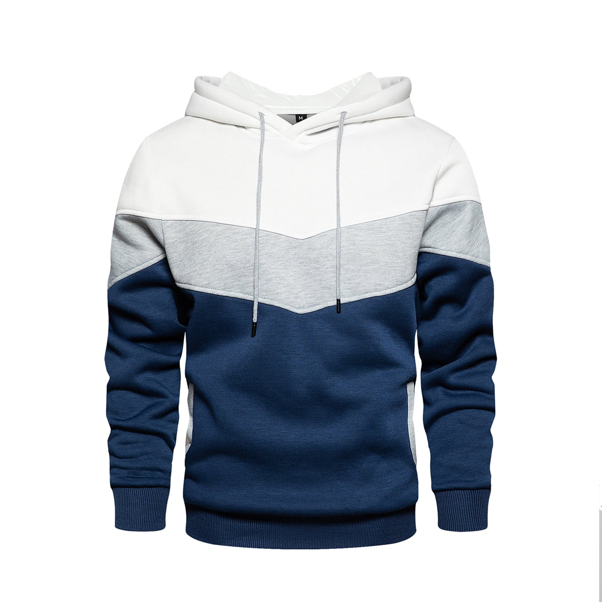 Men's Chevron Colorblock Fleece Pullover Hoodie