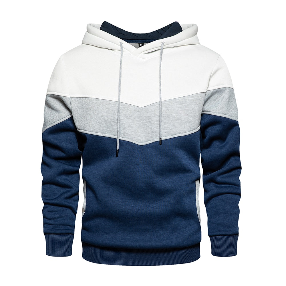 Men's Chevron Colorblock Fleece Pullover Hoodie