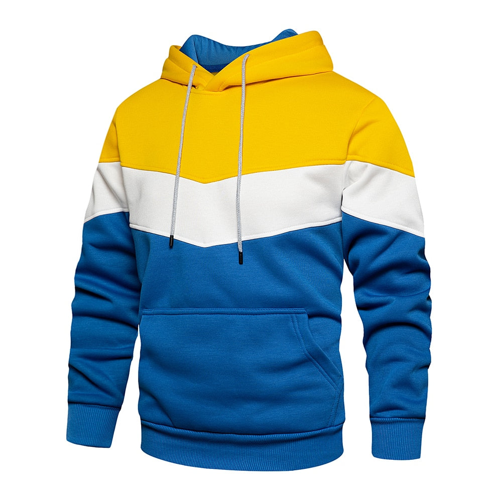 Men's Chevron Colorblock Fleece Pullover Hoodie