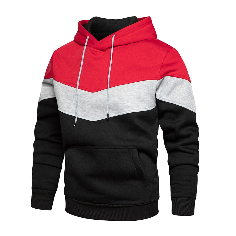 Men's Chevron Colorblock Fleece Pullover Hoodie