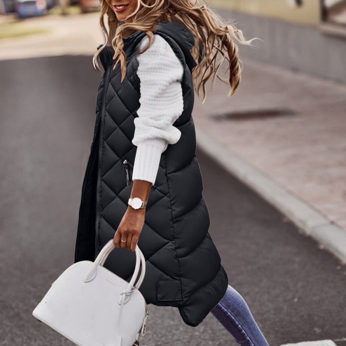 Women's Long Quilted Puffer Vest