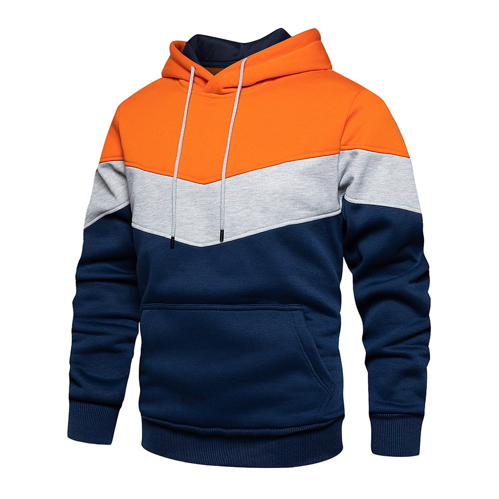 Men's Chevron Colorblock Fleece Pullover Hoodie