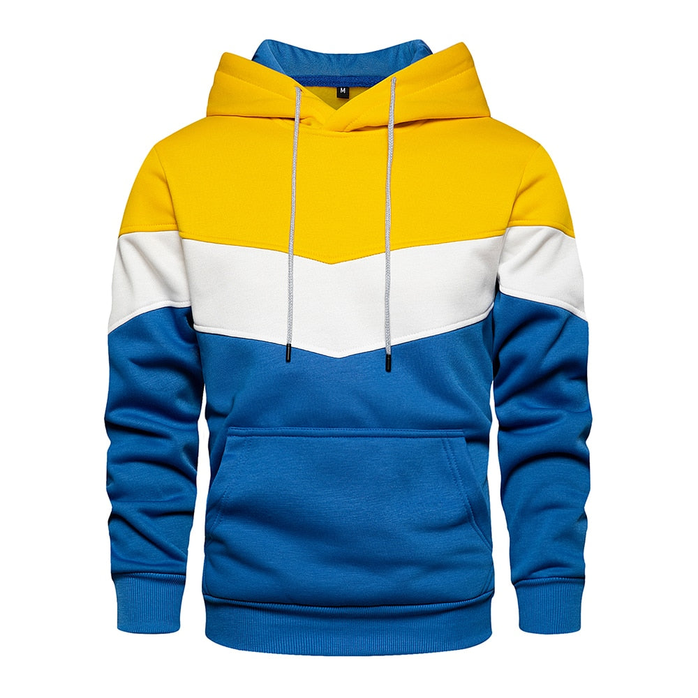 Men's Chevron Colorblock Fleece Pullover Hoodie
