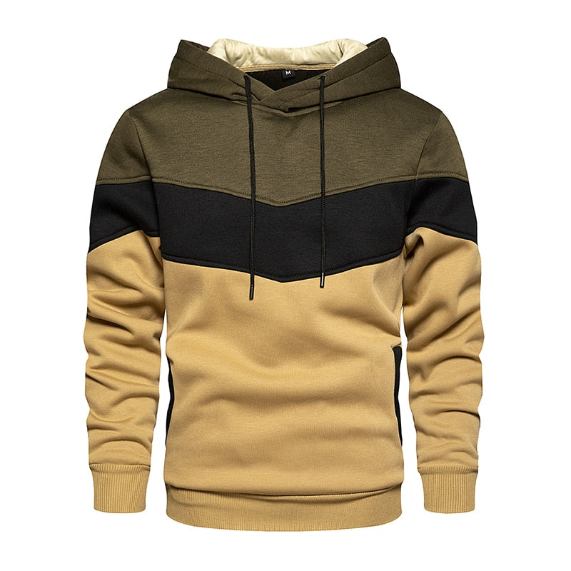 Men's Chevron Colorblock Fleece Pullover Hoodie