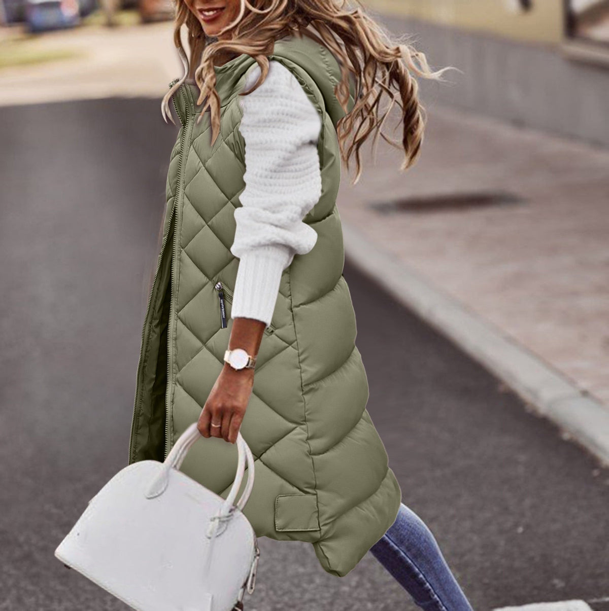 Women's Long Quilted Puffer Vest
