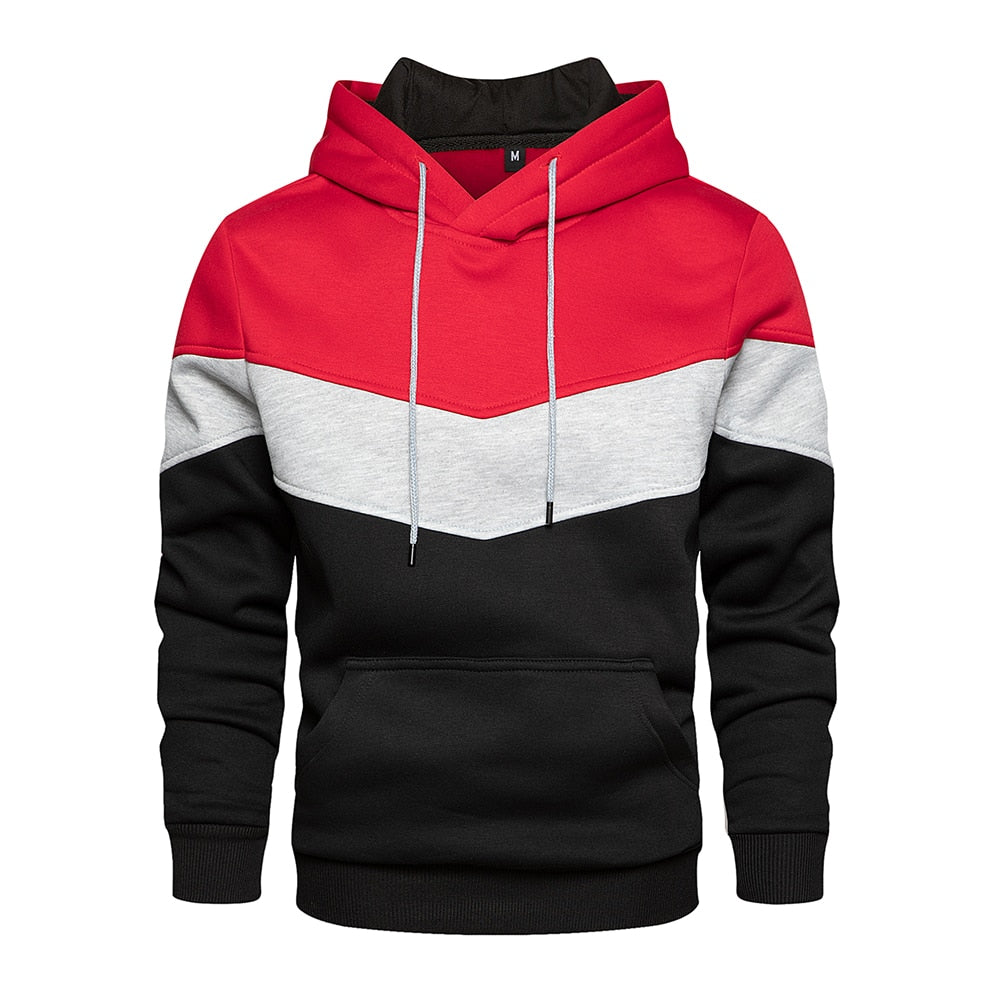 Men's Chevron Colorblock Fleece Pullover Hoodie