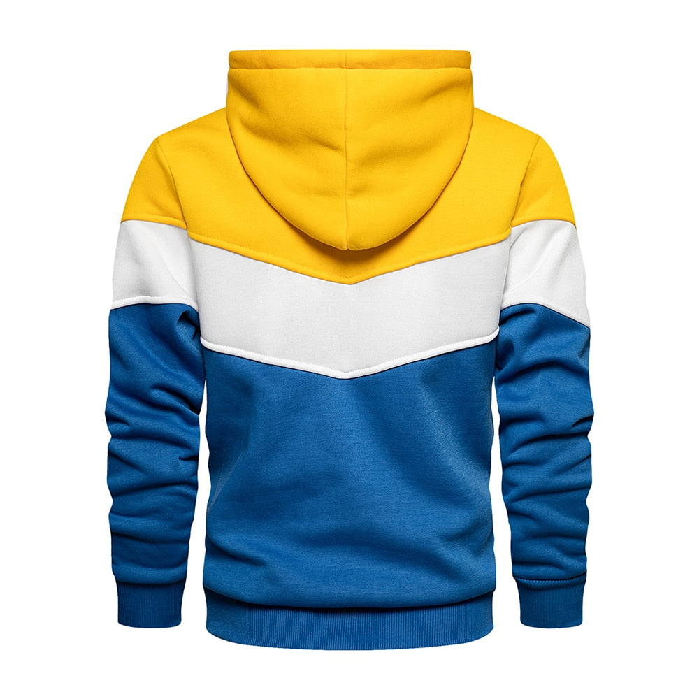 Men's Chevron Colorblock Fleece Pullover Hoodie