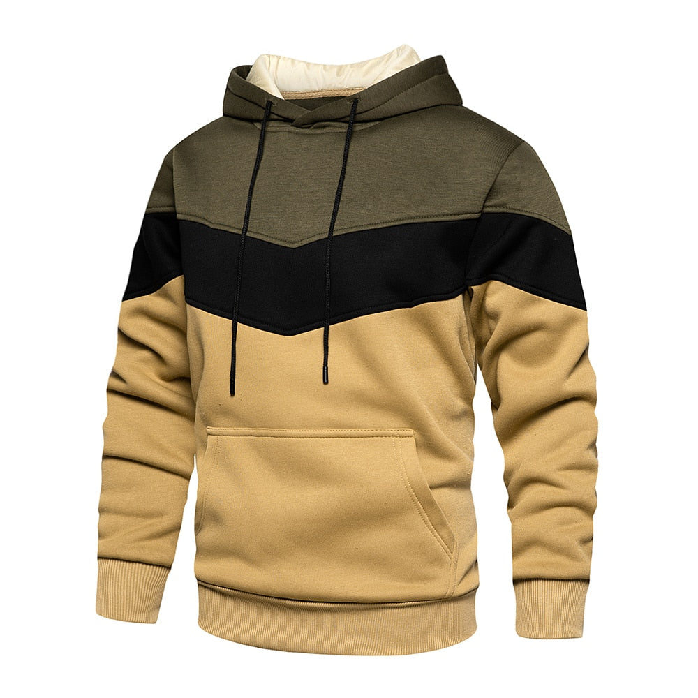 Men's Chevron Colorblock Fleece Pullover Hoodie