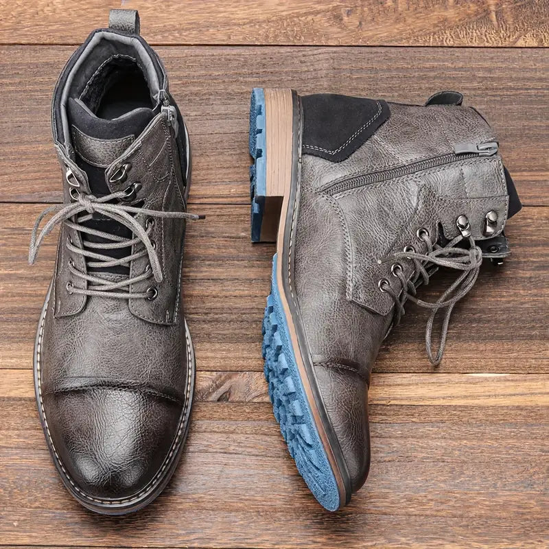 Men's Lace-Up Heeled Oxford Ankle Boots