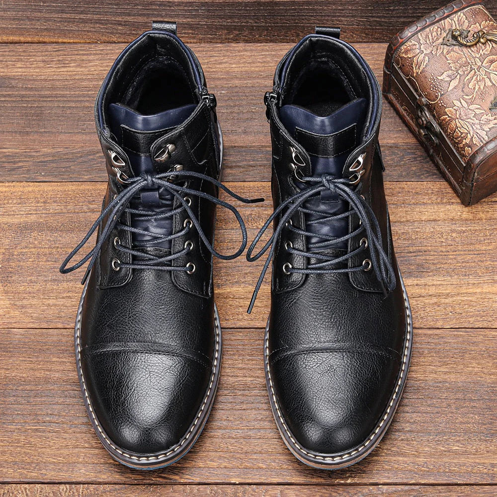 Men's Lace-Up Heeled Oxford Ankle Boots