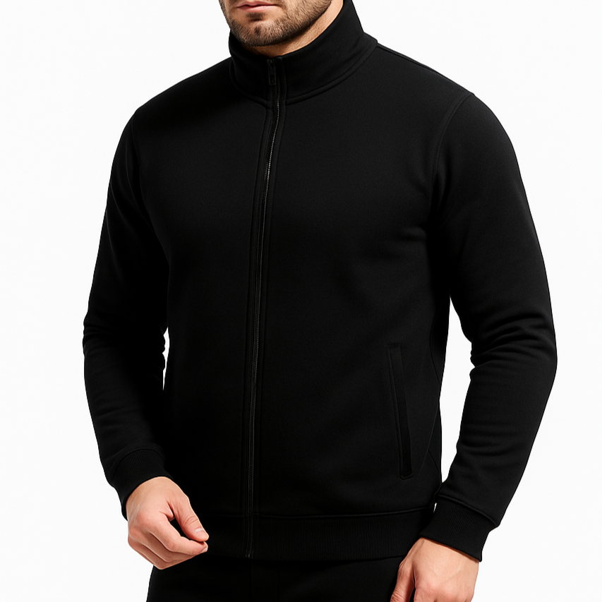 Men's Full-Zip Track Jacket with Stand Collar