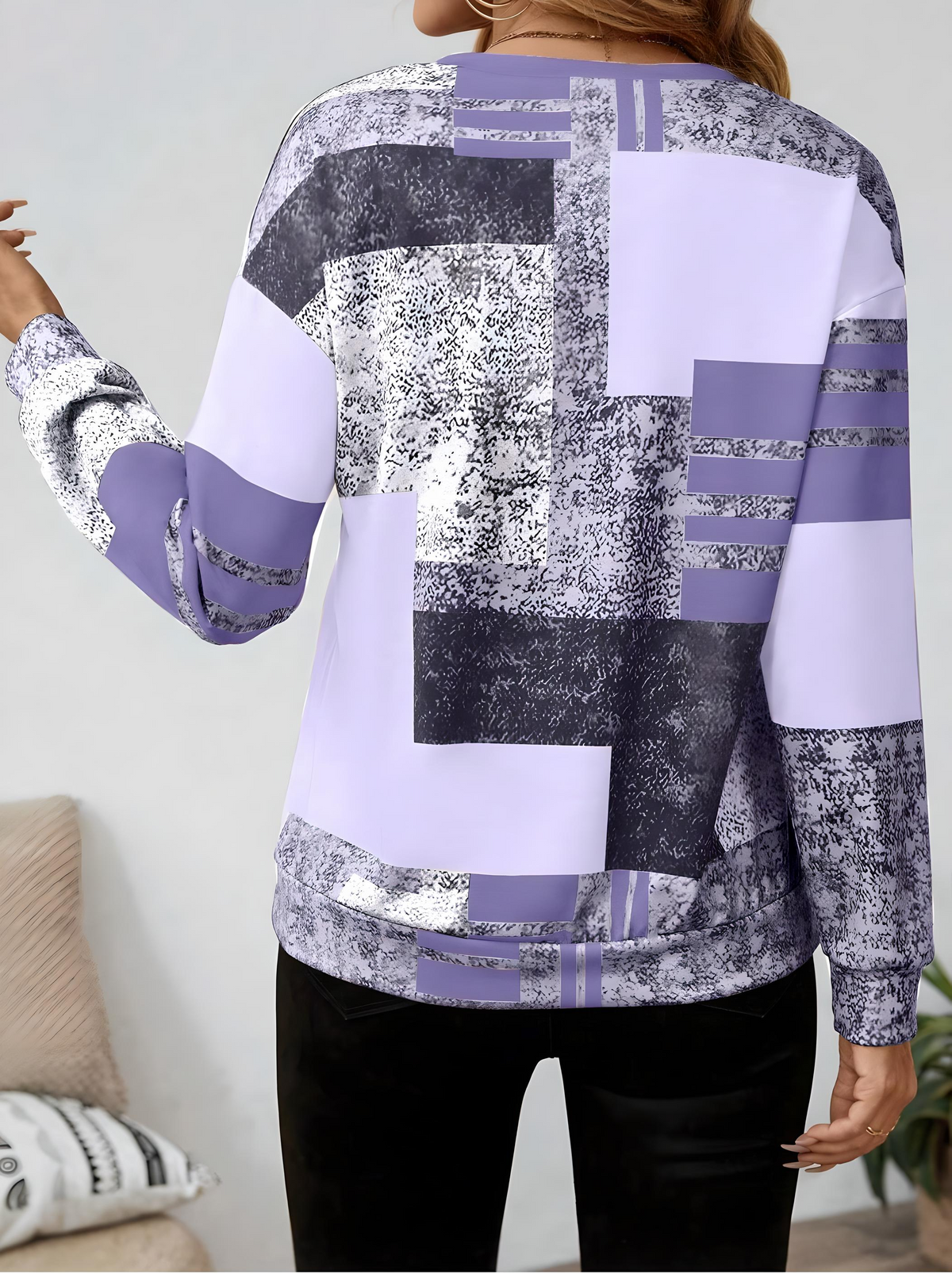 Women's Patchwork Print Quarter-Zip Sweatshirt
