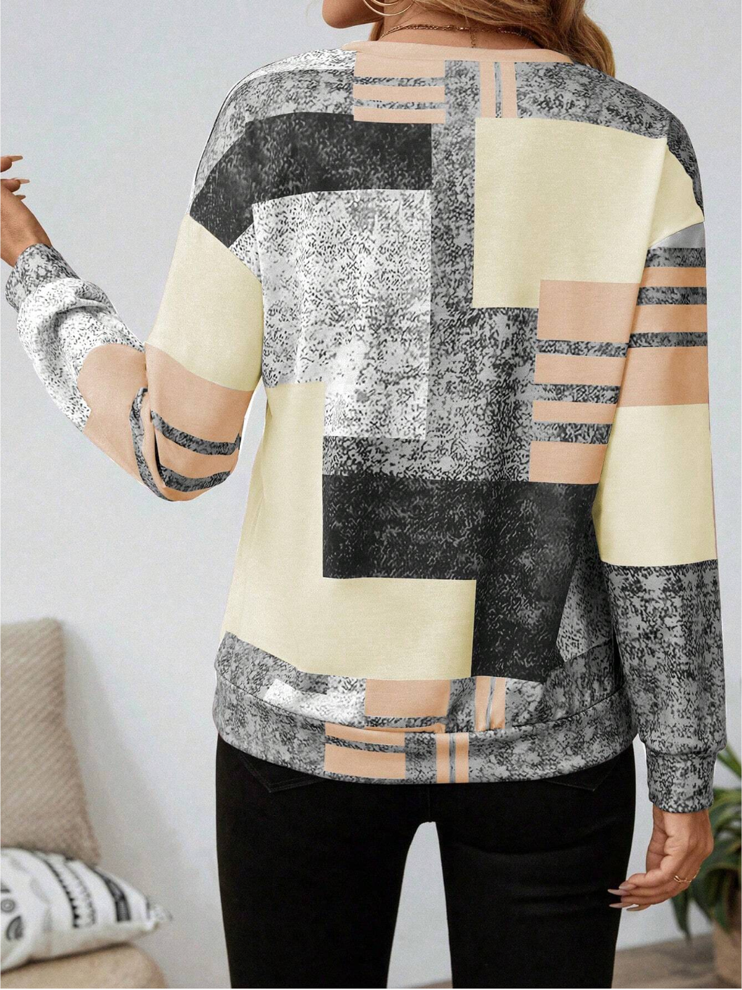 Women's Patchwork Print Quarter-Zip Sweatshirt