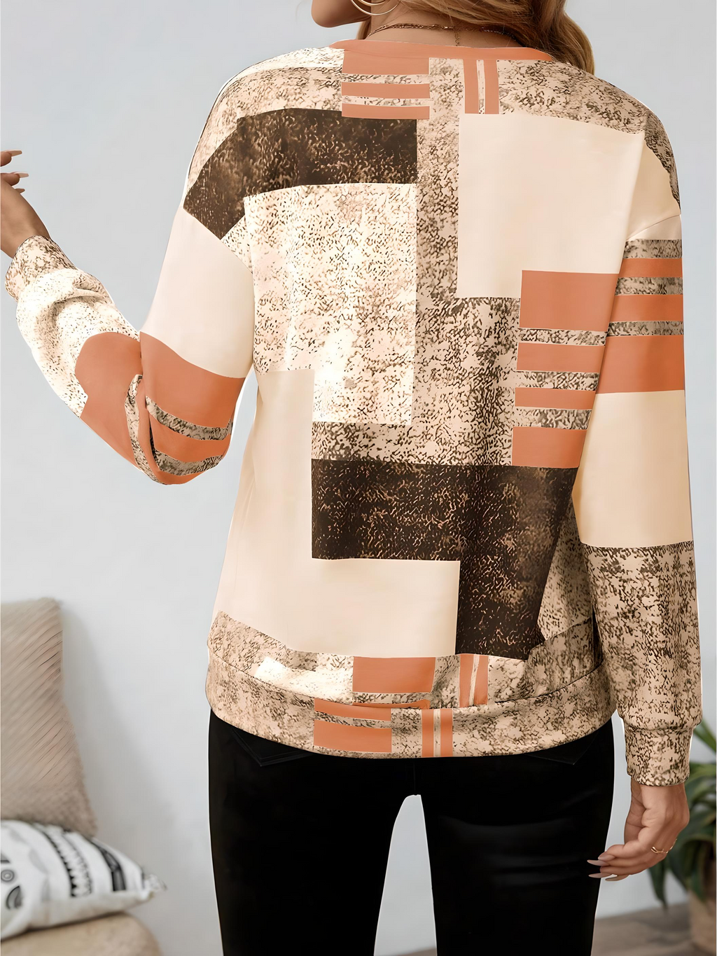 Women's Patchwork Print Quarter-Zip Sweatshirt