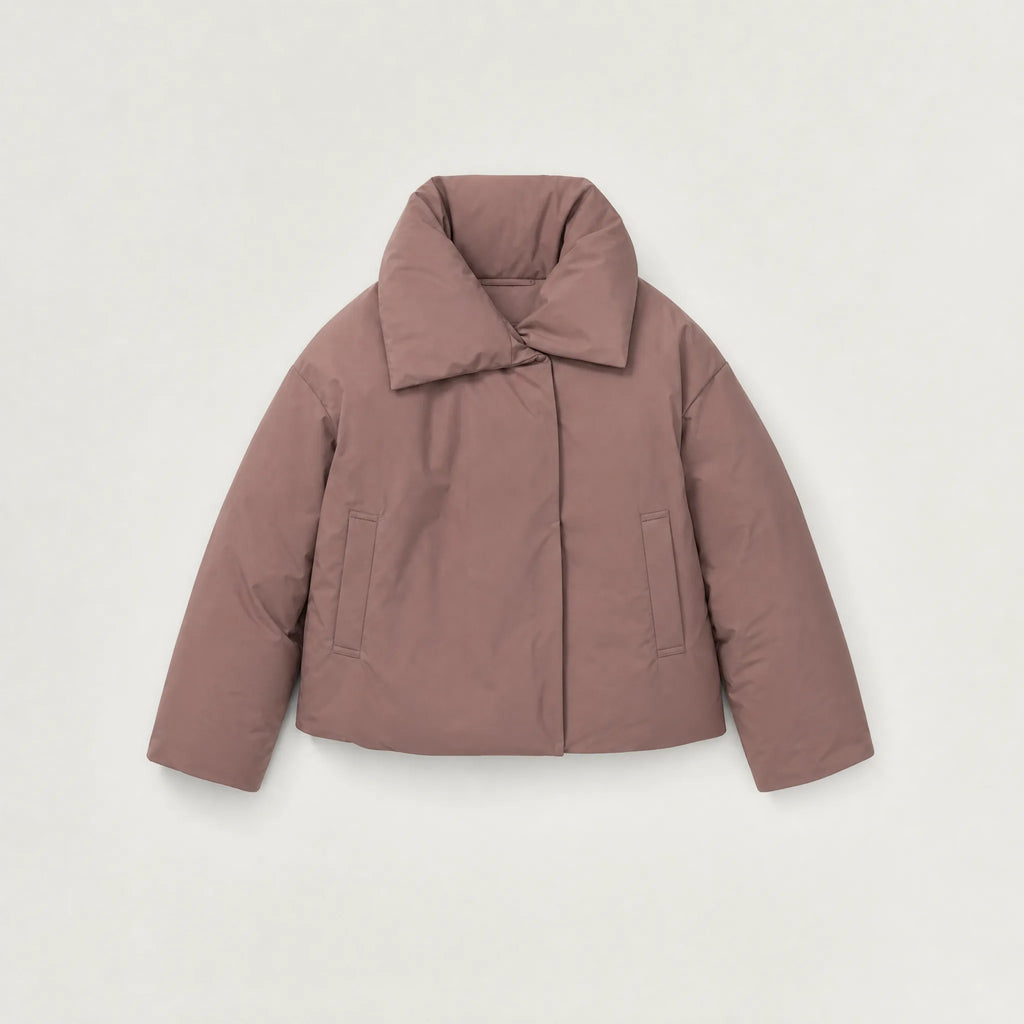 Women's Oversized Cropped Puffer Jacket with Funnel Collar