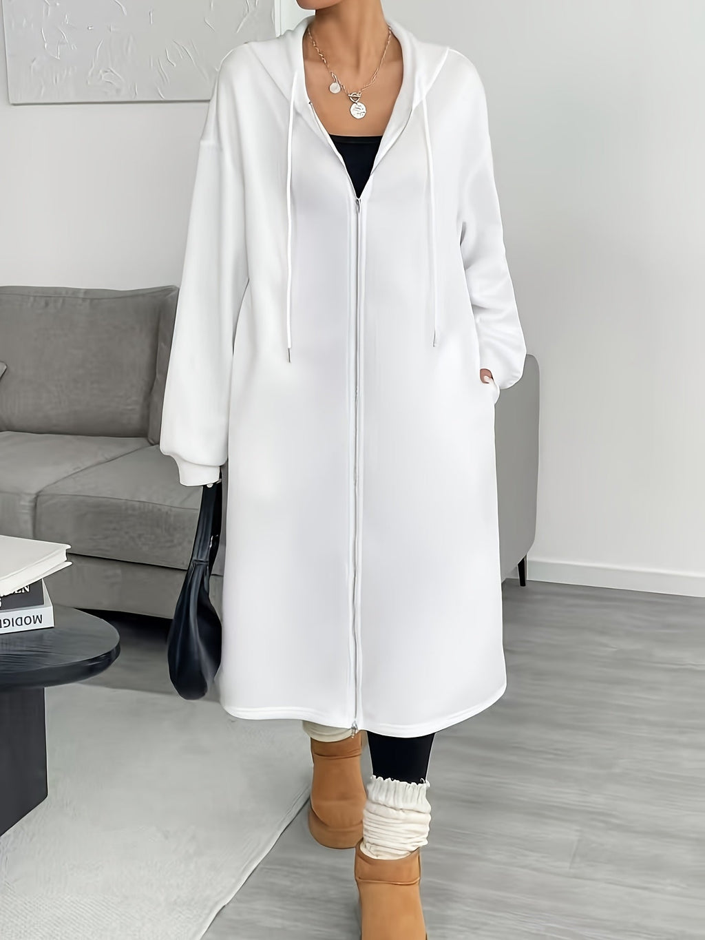 Women's Long Hooded Knit Cardigan
