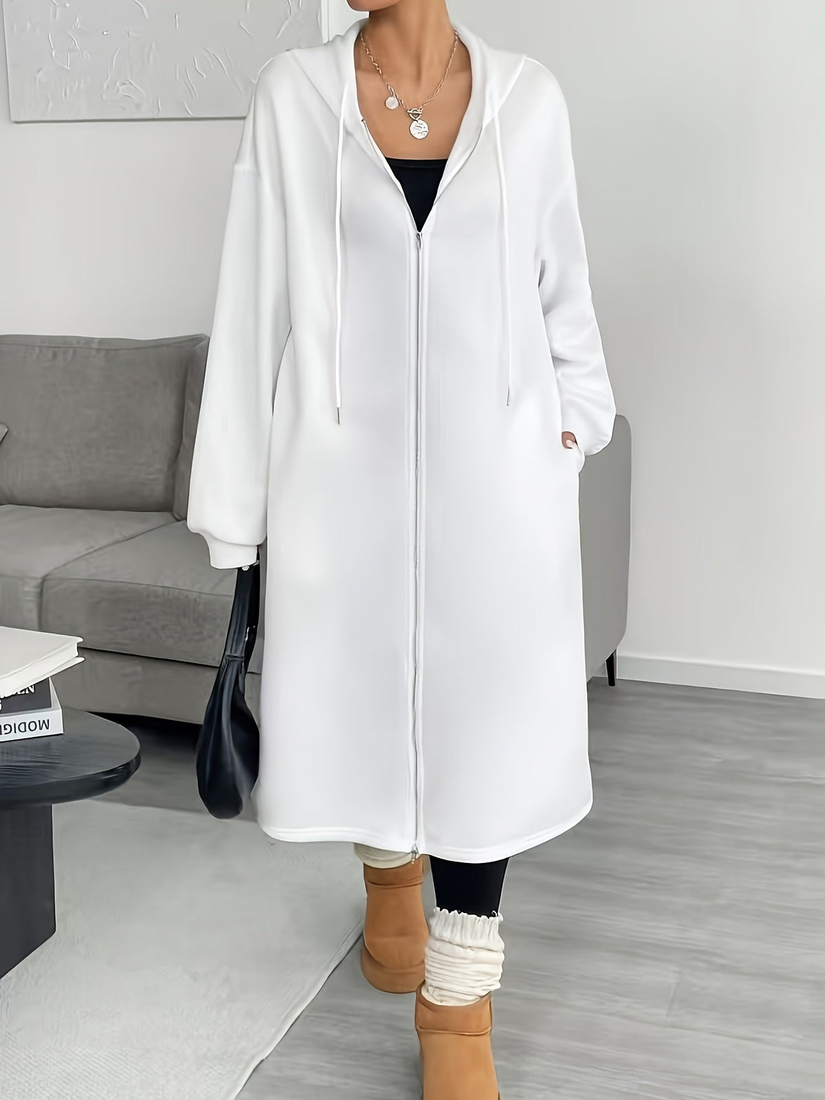 Women's Long Hooded Knit Cardigan
