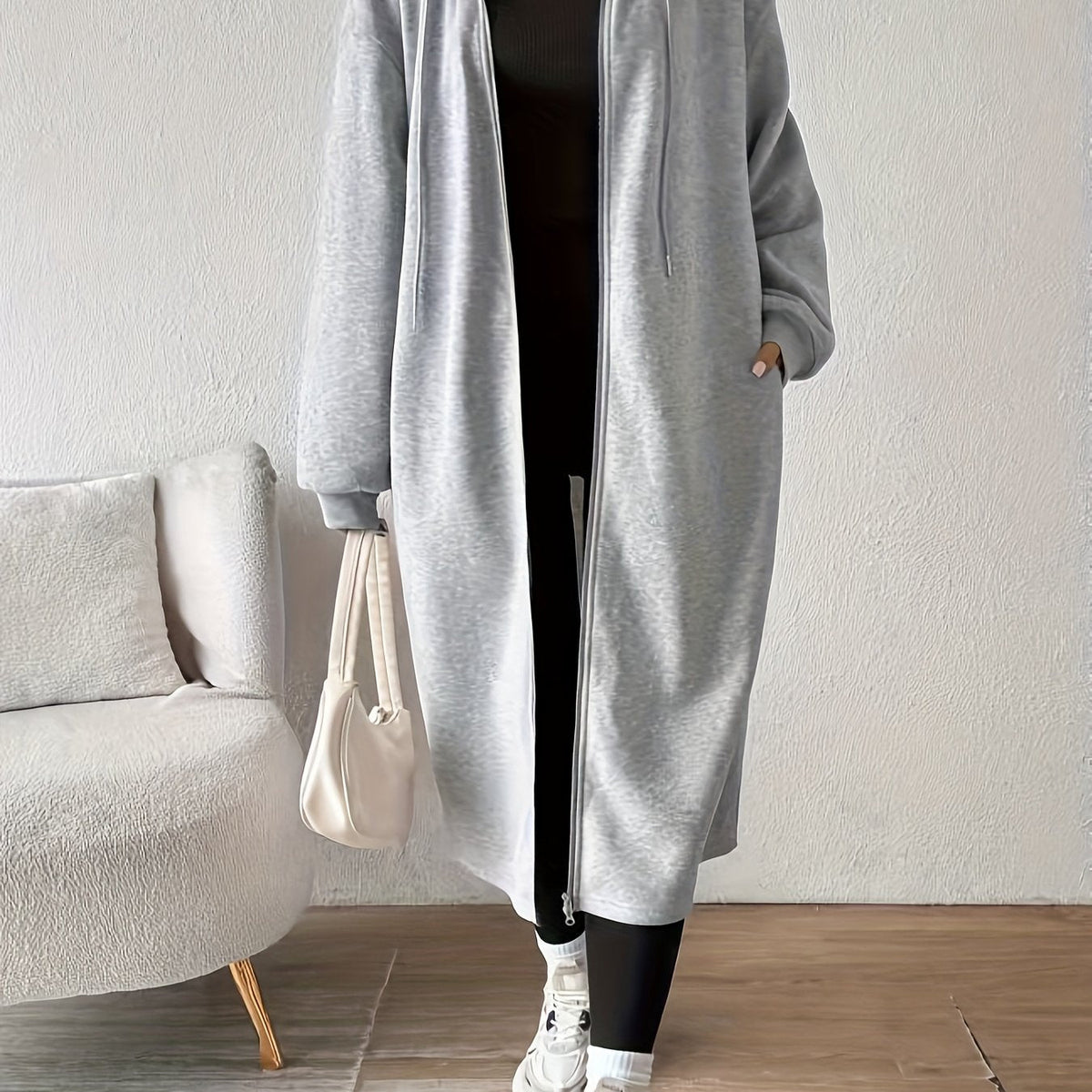 Women's Long Hooded Knit Cardigan