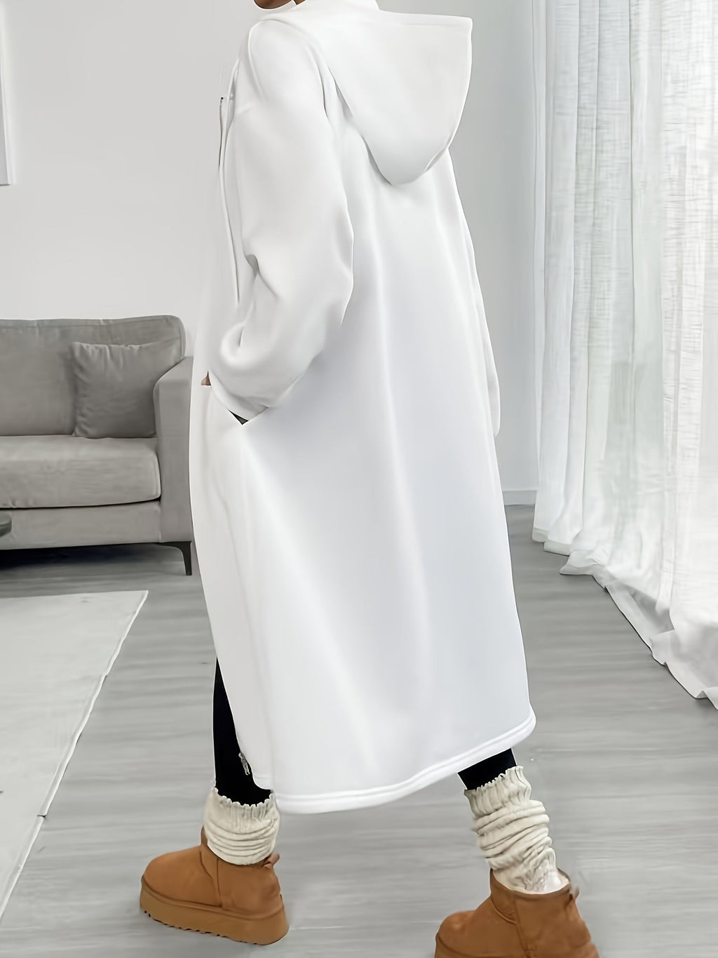 Women's Long Hooded Knit Cardigan