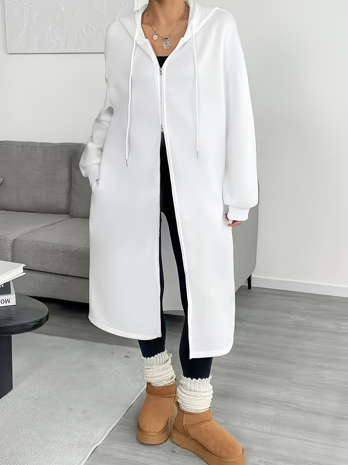 Women's Long Hooded Knit Cardigan