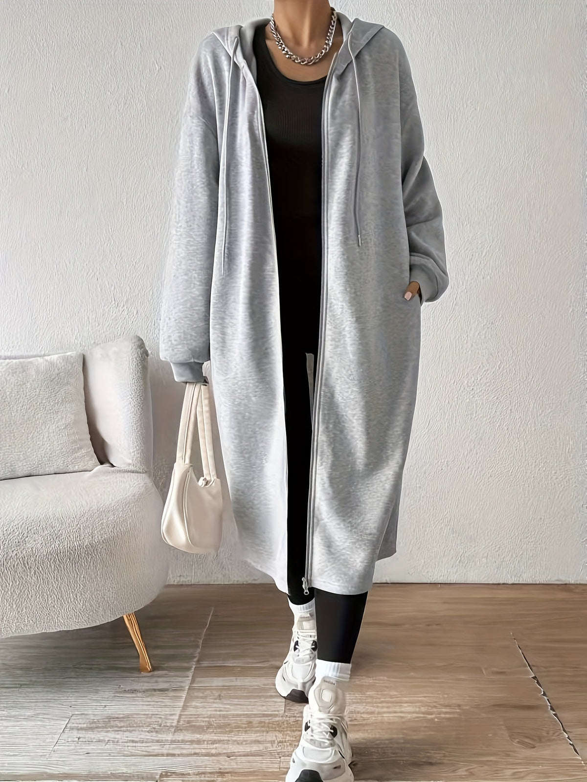 Women's Long Hooded Knit Cardigan