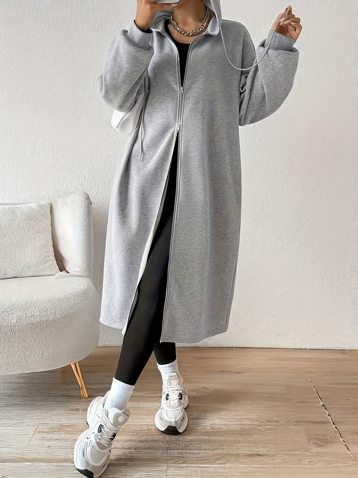 Women's Long Hooded Knit Cardigan