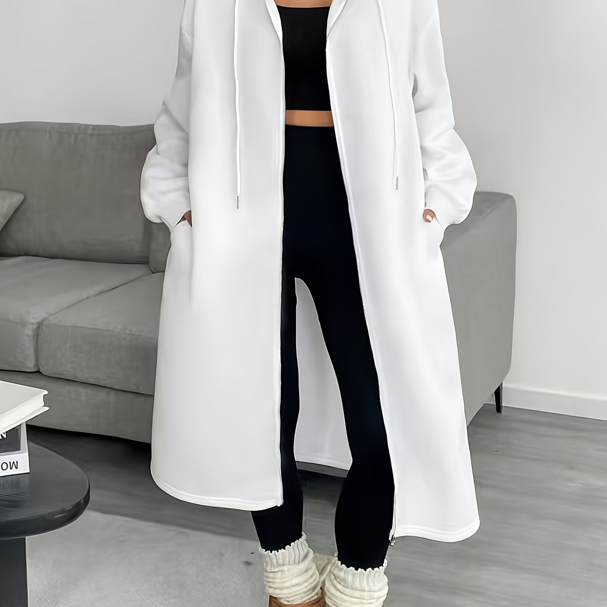 Women's Long Hooded Knit Cardigan