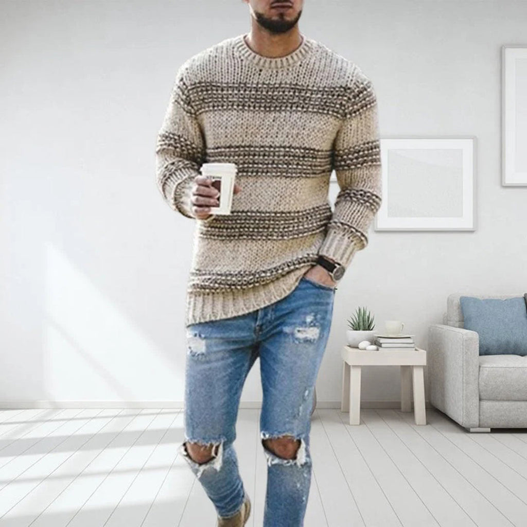 Men's Chunky Knit Norwegian Striped Sweater