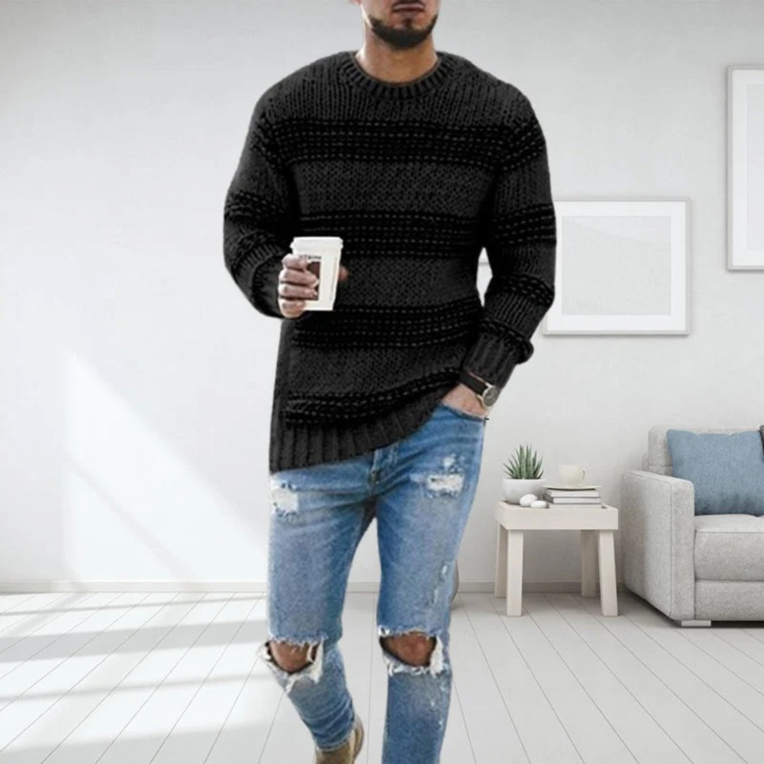 Men's Chunky Knit Norwegian Striped Sweater