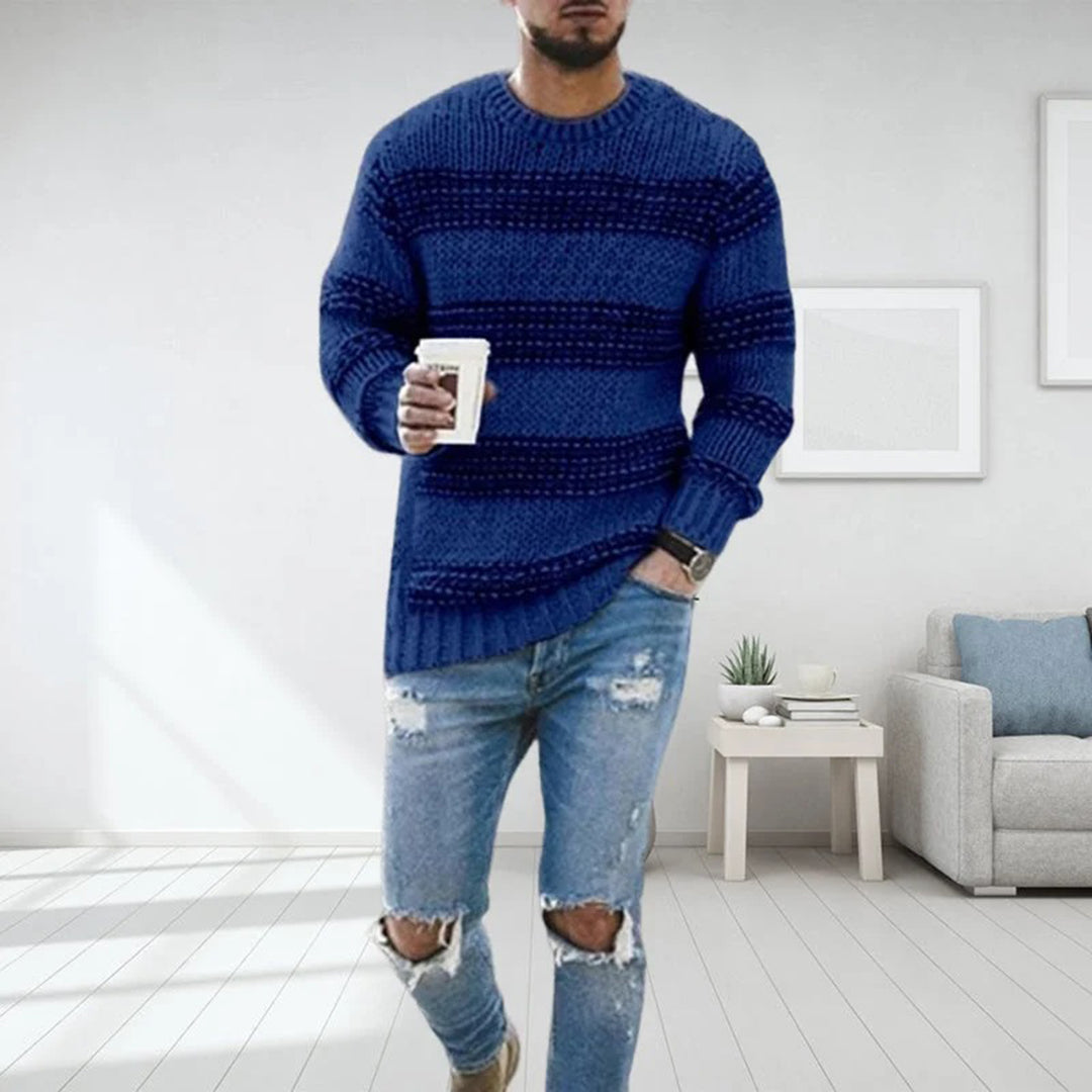 Men's Chunky Knit Norwegian Striped Sweater