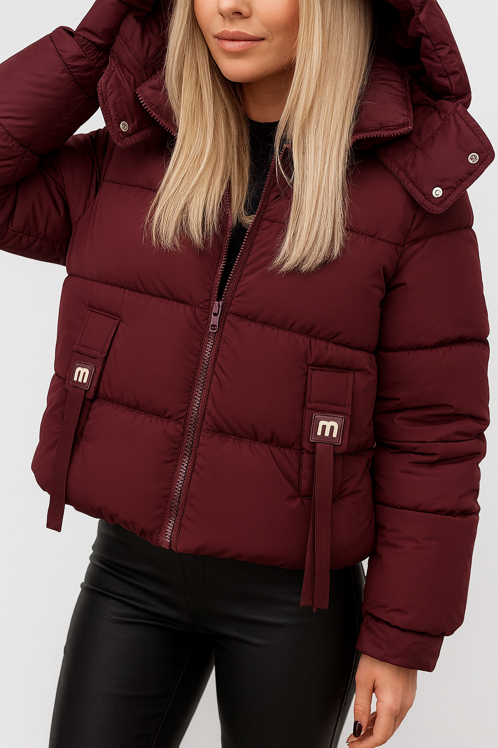 Lotte Cropped Puffer Jacket – Warm Hooded Quilted Winter Coat for Women