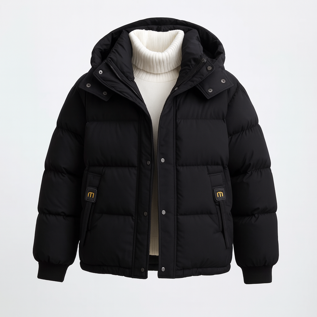 Lotte Cropped Puffer Jacket – Warm Hooded Quilted Winter Coat for Women