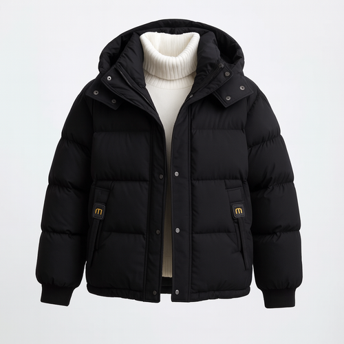 Lotte Cropped Puffer Jacket – Warm Hooded Quilted Winter Coat for Women
