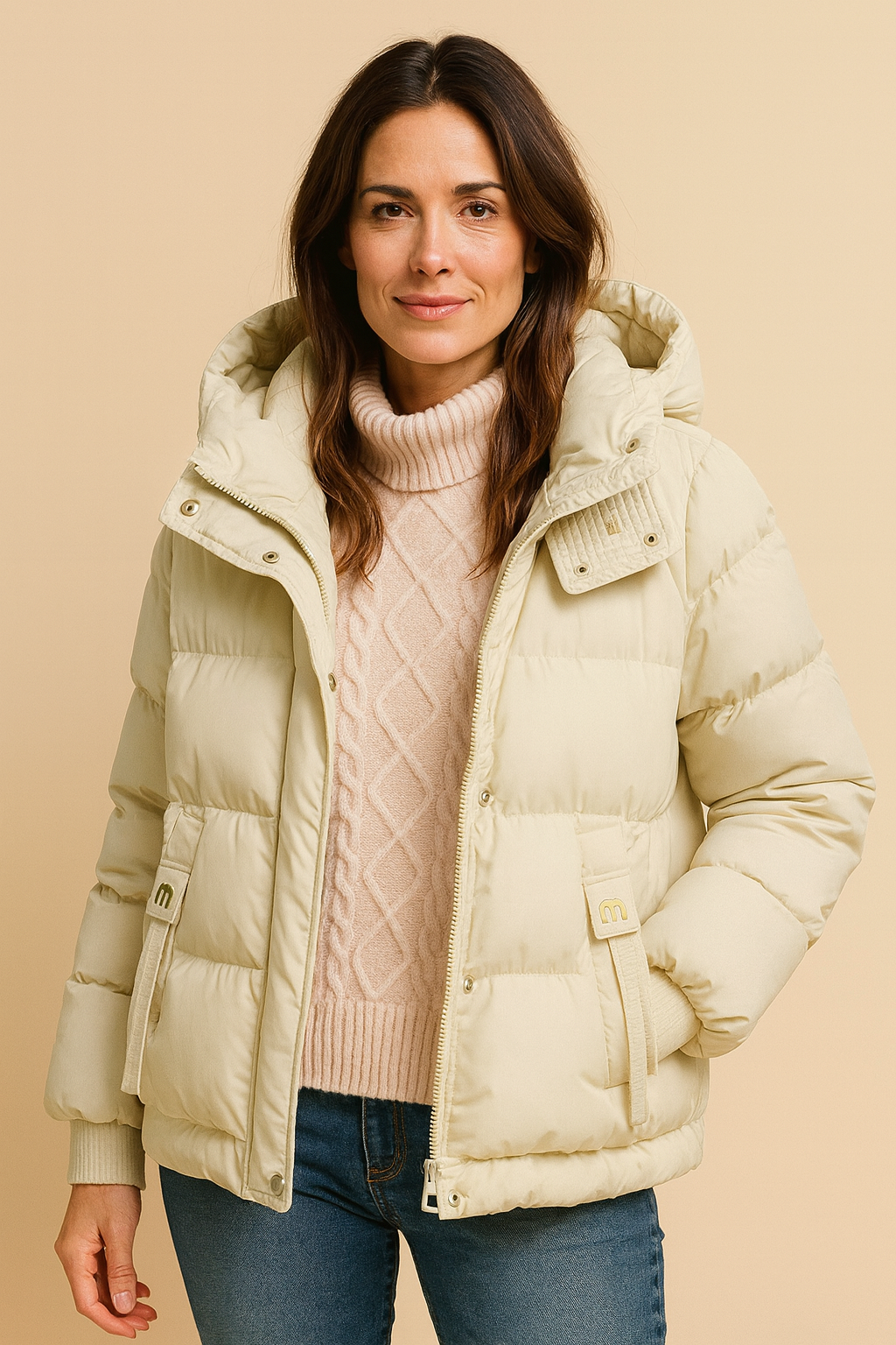 Lotte Cropped Puffer Jacket – Warm Hooded Quilted Winter Coat for Women
