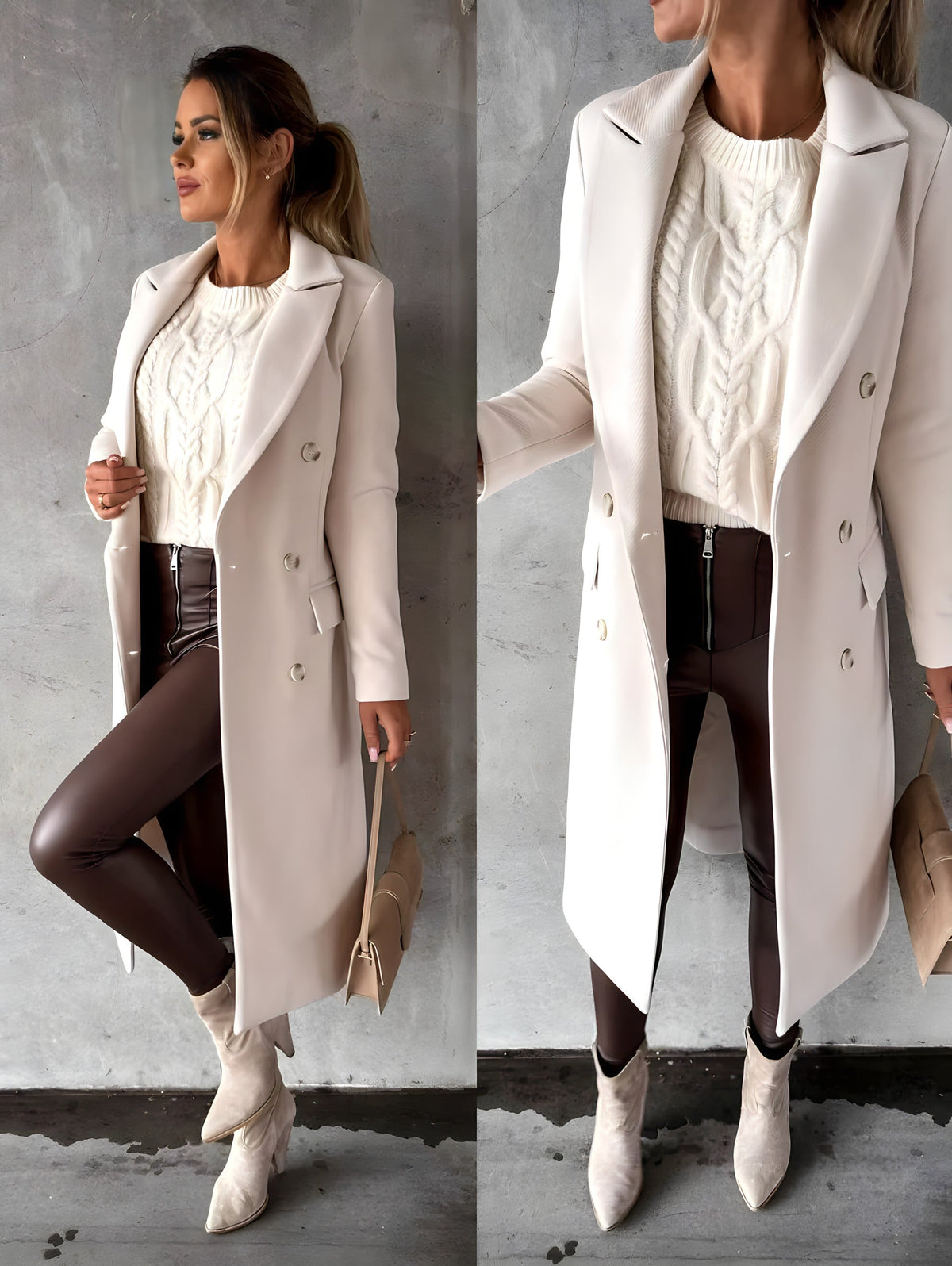 Women's Double-Breasted Long Coat