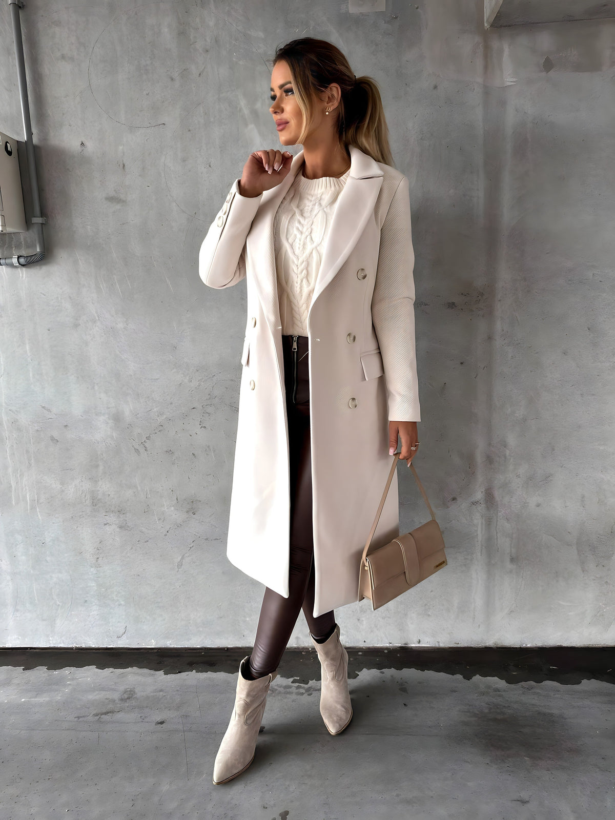 Women's Double-Breasted Long Coat