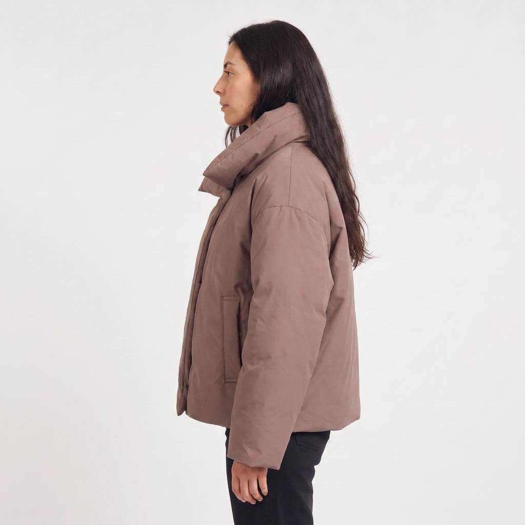 Women's Oversized Cropped Puffer Jacket with Funnel Collar