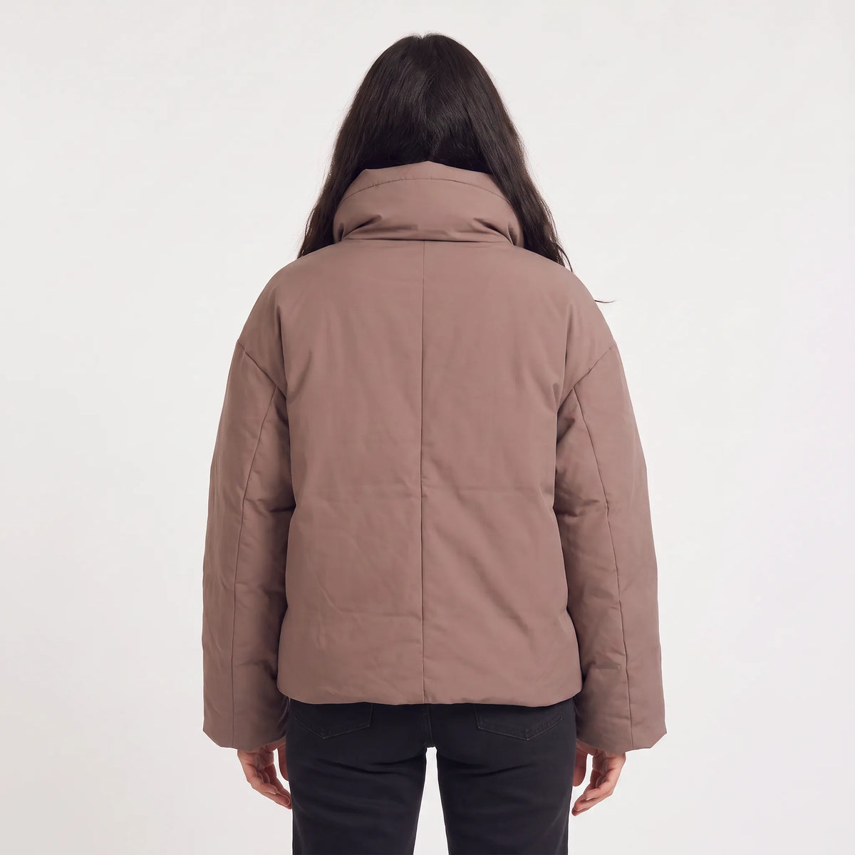 Women's Oversized Cropped Puffer Jacket with Funnel Collar
