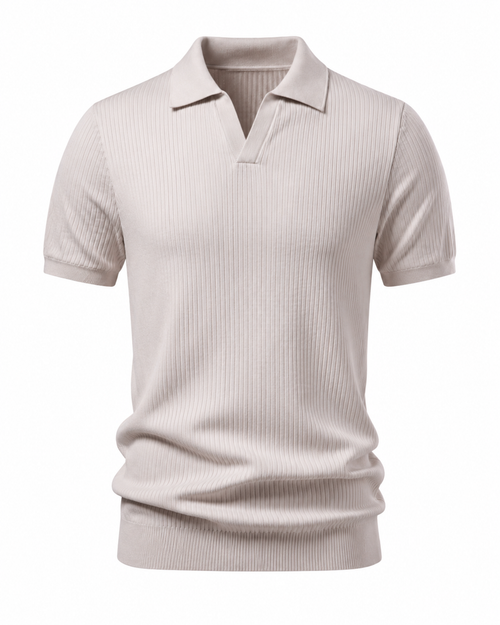 Men's Beige Polo Shirt – Classic Short Sleeve Casual Collared Top